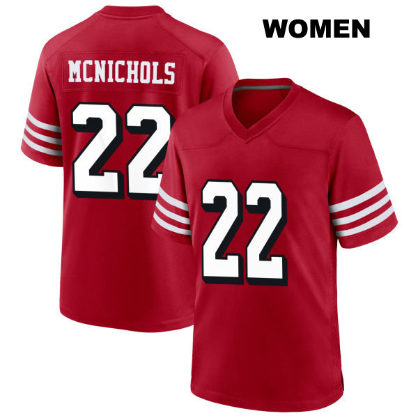 Jeremy McNichols Alternate San Francisco 49ers Womens Stitched Number 22 Scarlet Football Jersey