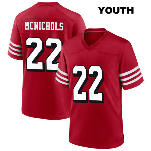 Jeremy McNichols Stitched San Francisco 49ers Youth Alternate Number 22 Scarlet Football Jersey